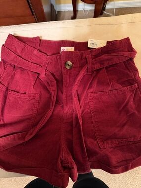 SO Women's Deep Red Corduroy High-Waist Shorts
